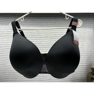 Cacique Plus Sz 44H Full Coverage lined Lace Bra Underwire NWT Black Wide Straps